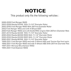 Front Disc Brake Rotors And Hub Assembly Pair For
