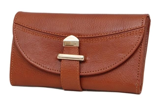Borse Women Tan Genuine Leather 4 Card Slots Wallet