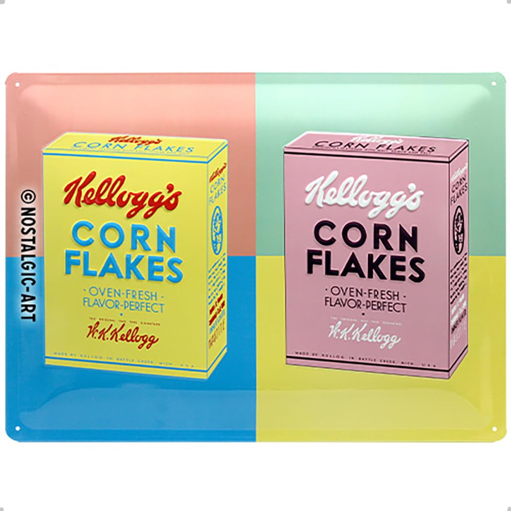 Nostalgic-Art Retro Tin Sign – Kellogg's – Package Pop Art – Kitchen gift idea, Metal Plaque, Vintage design for wall decoration, 30 x 40 cm