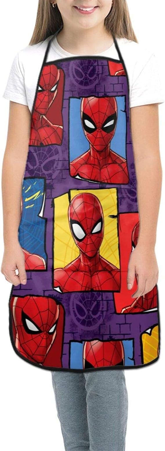 Superhero Kids Aprons Polyester Children Aprons with Adjustable Neck