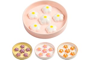 PTOBER Ceramic Cat Slow Feeder Bowl - 6 OZ Puzzle Food Dish for Healthy Eating - Shallow Wide Whisker Friendly - Dishwasher Safe - 6.3''W x 1.2''H - 6 OZ - White Flowers