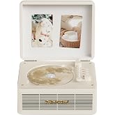 WhatPlus CD Player with Bluetooth Speakers, App Control, Magnetic Display | Color: Vintage White. High-fidelity sound with a retro desktop design, ideal for home decor and gifting.