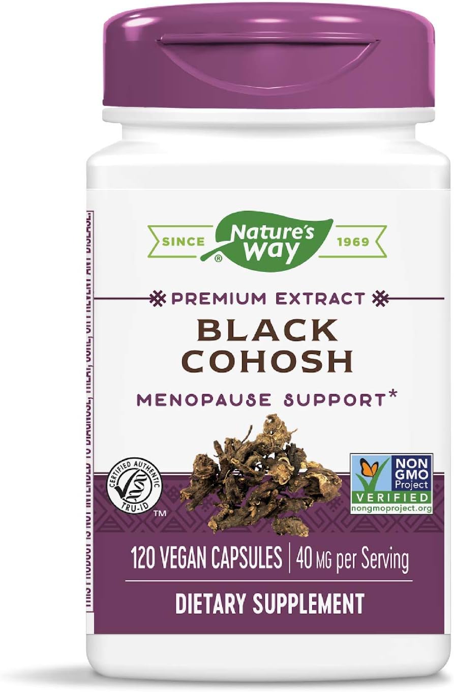 Nature's Way Standardized Black Cohosh, 2.5% Triterpene Glycosides per serving, 40 mg per serving, Non-GMO Project Verified, Gluten Free, Vegetarian, 120 Capsules: Health & Personal Care