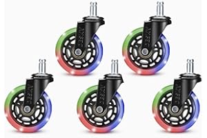 Desky Office Chair Caster Wheels RGB, LED Light-Up Caster Wheels for Office and Gaming Chairs