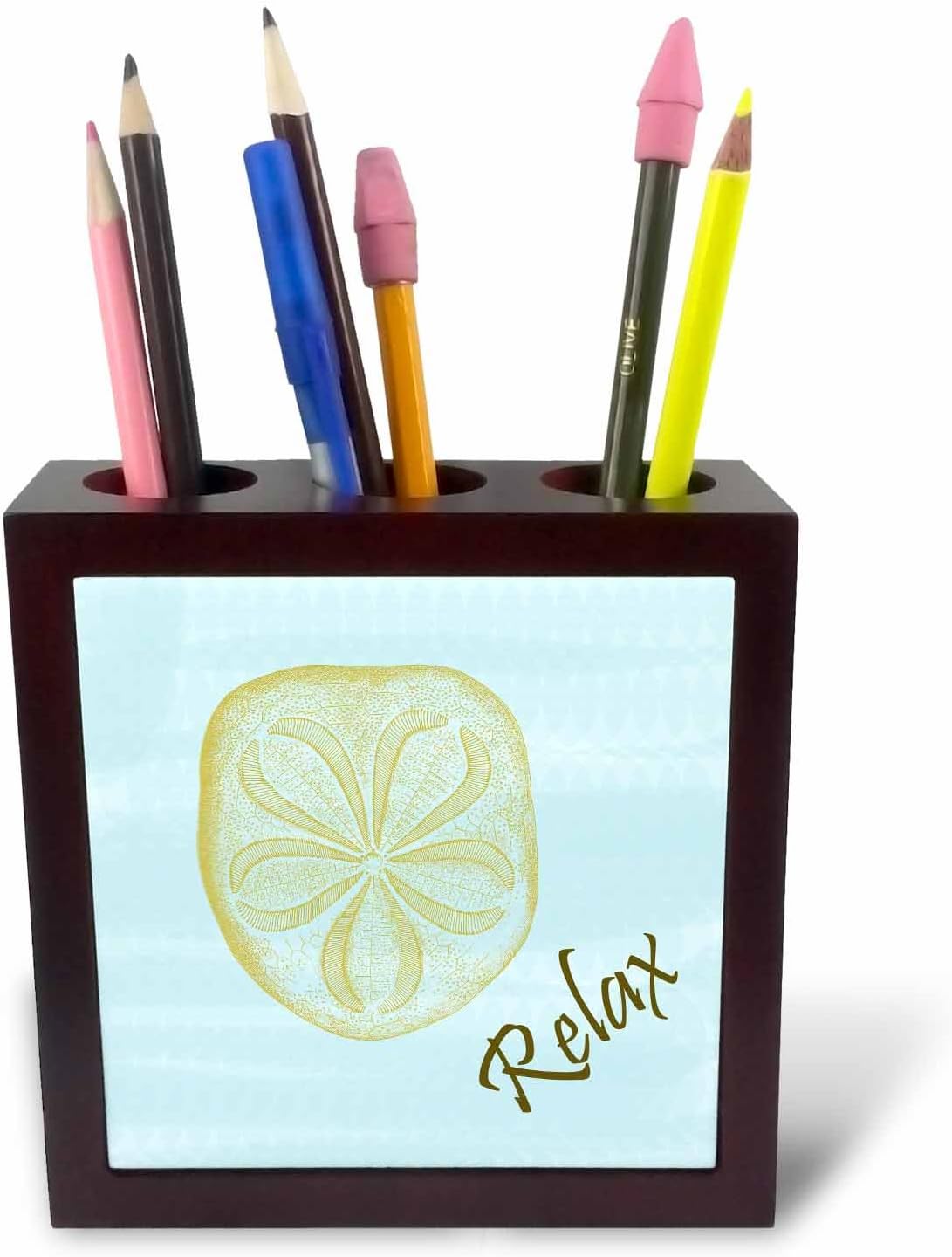 3dRose ph_63639_1 5-Inch Relax Sand Dollar Tile Pen Holder