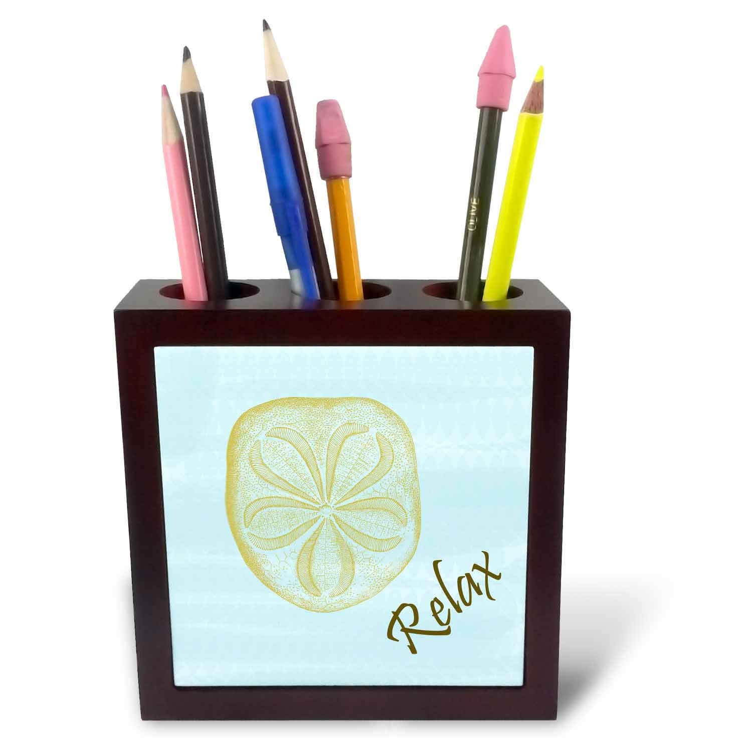 3dRose ph_63639_1 5-Inch Relax Sand Dollar Tile Pen Holder