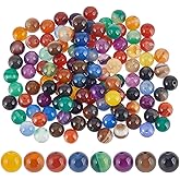 CRAFTYMELODY 120Pcs 8mm Natural Stone Beads 8 Colors 7 Chakras Banded Agate Beads Rondelle Loose Spacer Bead Crystals Polished Round Gemstone Bead Bulk for Bracelets Necklace Earrings Jewelry Making