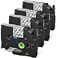 TZe TZ Tape 12mm 0.47 Laminated Clear Replacement for Brother P-Touch Label Tape Clear TZe-131 Label Maker Tape Black on Clear Work for Ptouch PT-H110 PT-D210 Refills, 1/2 Inch x 26.2 ft, 4-Pack
