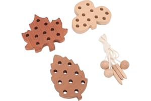 ZJchao Wooden Lacing Toy, Toddler Travel Toys Wooden Thickened Lacing Threading with Rope for Kids