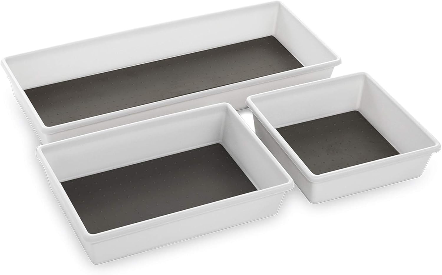 BINO 3Tray Drawer Organizer Bin Pack White, Large