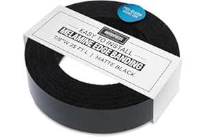 WoodPress® 7/8 inch Matt Black Melamine Edge Banding, Pre-Glued Veneer Tape – 25 ft Roll - Iron-On for Easy DIY Application – Will Cover The Edge of a Standard 8' x 4' MDF Panel