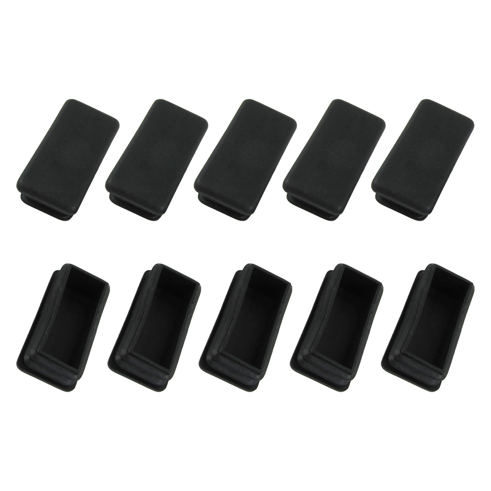 METALLIXITY Rectangle End Caps (50 x 20mm) 10Pcs, Plastic Rectangle Tube Inserts Threaded End Blanking Caps Protector - for Furniture Table Chair Legs, Black — image 1