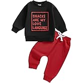 Dewadbow Baby Boy Spring Fall Clothes Set Letter Print Crewneck Sweatshirt Long Pants Toddler Cute Outfit