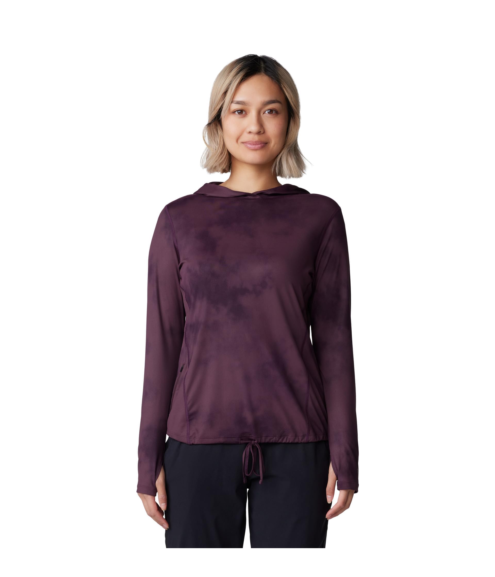 Mountain Hardwear Women’s Crater Lake Long Sleeve Hoody, BlackBerry Clouds Print