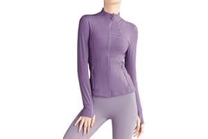 Gacaky Women's Slim Fit Workout Running Track Jackets Full Zip-up Yoga Athletic Jacket with Thumb Holes