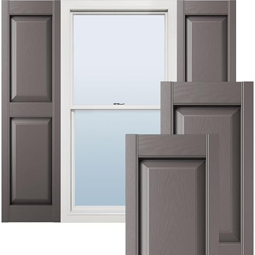 Ekena Millwork Lifetime Vinyl LP2S12X06700MS Standard Two Equal Panel Vinyls, Raised Panel Vinyl Shutters, w/Installation Shutter-Lok's & Matching Screws (Per Pair), 12"W x 67"H, Musket Brown