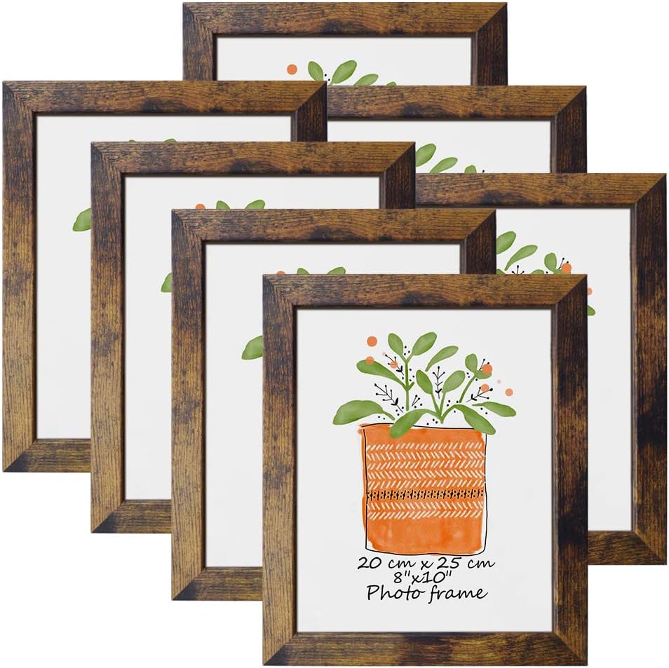 Photo Albums, Frames & Accessories - PETAFLOP 8x10 Picture Frame Rustic Brown Frames Fits 8 by 10 Inch Prints Wall Tabletop Display, 7 Pack