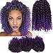 3pcs/Pack 10'' Afro Kinky Twist Hair Crochet Braids Ombre Purple Braiding Hair Synthetic Marlybob Curly Crochet Hair Pieces (T1B/PUR)