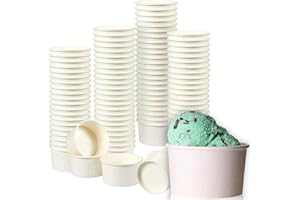 QYCX 50 Pcs Ice Cream Sundae Cups-Ice Cream Containers Snack Bowl White Hot/Cold Disposable Paper Frozen Yogurt Dessert Bowls