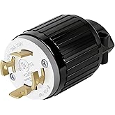 ENERLITES NEMA L15-30P Locking Plug, 30A 250V, Black | 3-Pole 4-Wire Grounding, Industrial Grade, twist-lock, UL Listed