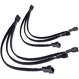 TeamProfitcom PWM Fan Splitter Adapter Cable Sleeved Braided Y Splitter Computer PC 4 Pin Fan Extension Power Cable 1 to 3 Co