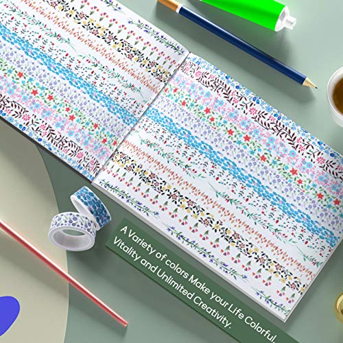 Floral Washi Tape, Colored Flowers Washi Tape Masking Tape Decorative Paper Tape for Bullet Journal, Scrapbook, DIY Crafts, Planners, Gift Wrapping (Colored Flowers)
