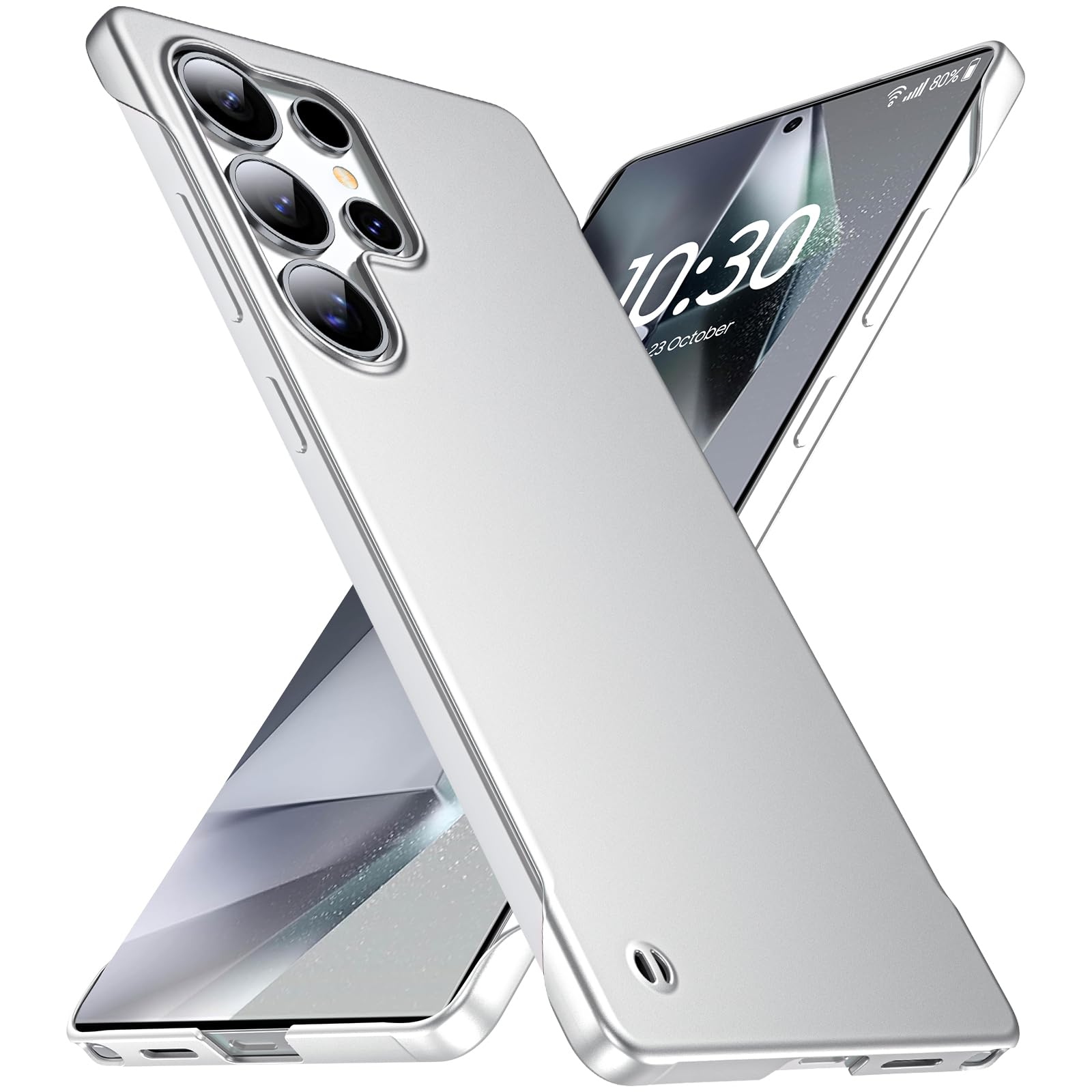 GRECAZO Ultra Thin Frosted Designed for Samsung Galaxy S25 Ultra Frameless Case 6.9 inch Slim Minimalist Lightweight Matte Hard Cover Protective Borderless Case- Silvery