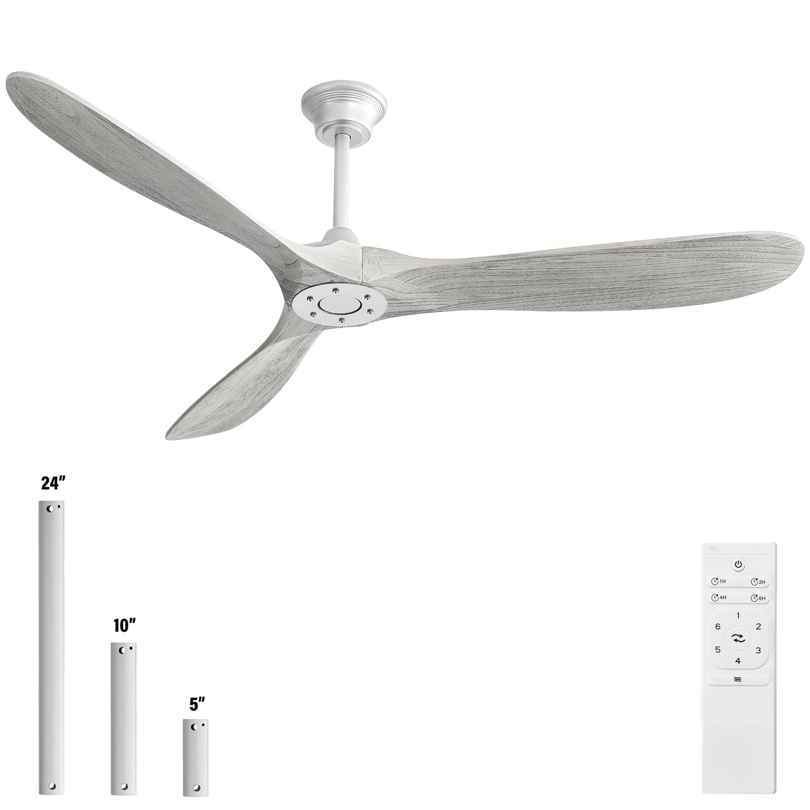 CACI Mall 60" Ceiling Fan,no Light,Natural Solid