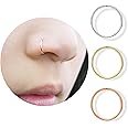 5mm Gold Nose Ring Hoop for Women Men, 14k Gold Filled 22 Gauge Thin Nose Piercings jewelry (Gold, 1pc- 5 mm 22g)