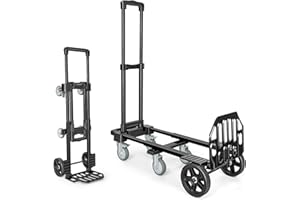 KEDSUM 3-in-1 Convertible Hand Truck Dolly, 600LBS Heavy Duty Dolly Cart with Wheels, Dolly Cart with Adjustable Handle & Caster Wheels for Home,Office,School, 6 Wheels Innovative Design, Collapsible