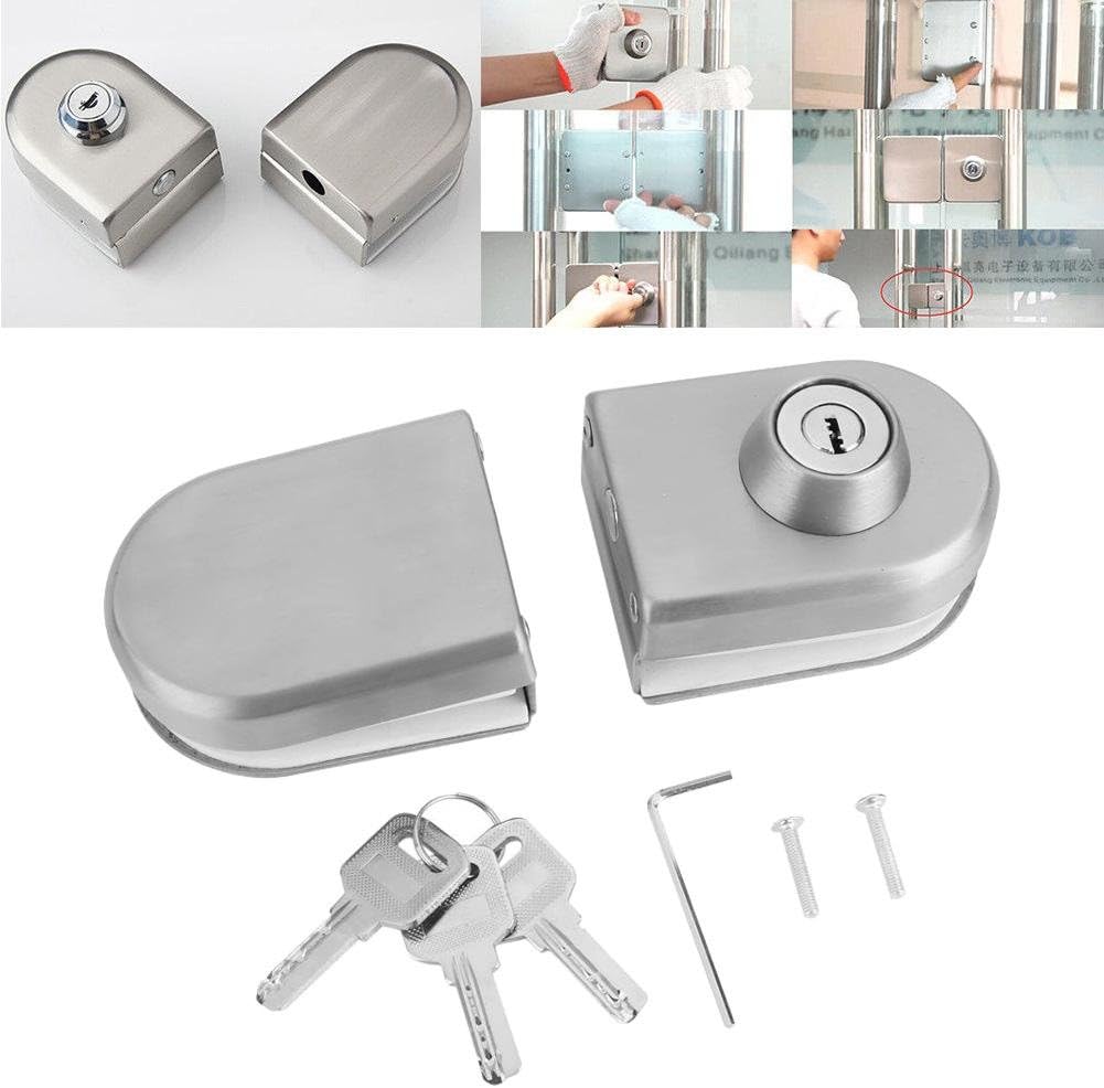 Glass Door Lock Stainless Steel Anti-Theft Security Lock for 10mm -12mm Thickness Double Swing Hinged Frameless Push Sliding Gate - Image 5