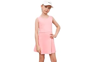 LIONJIE Girls Sleeveless Tennis Golf Sport Dress Outfit Athletic Pleated Skirt Sets with Built-in Shorts Pockets 3-12 Years