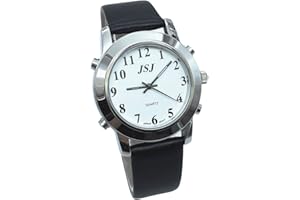 English Talking Watch for Blind People or Visually Impaired People or The Elderly with Alarm of Quartz, Leather Strap