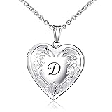 YOUFENG Locket Necklace that Holds Pictures Initial