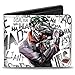 Buckle-Down Men's PU Bifold Wallet-Joker Brilliant-Twisted-Insane-MAD Psycho Pose/Cards White/Grays, Multicolor, 4.0
