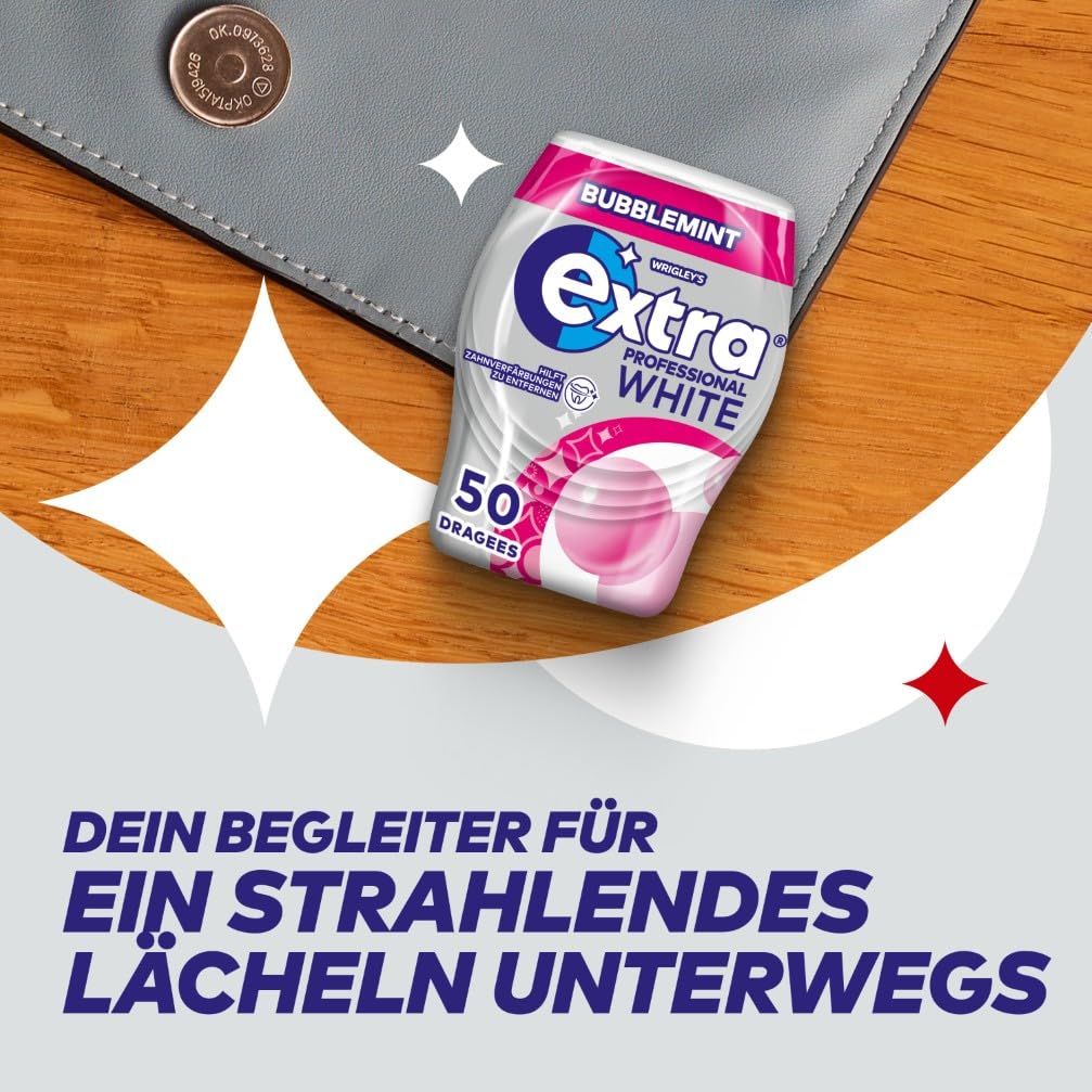 Extra Professional Kaugummi Zuckerfrei, White Bubblemint, 50 Dragees, Großpackung Chewing Gum, Xylitol Kaugummi ohne Zucke mit Minz Frische (50 Dragees) 2