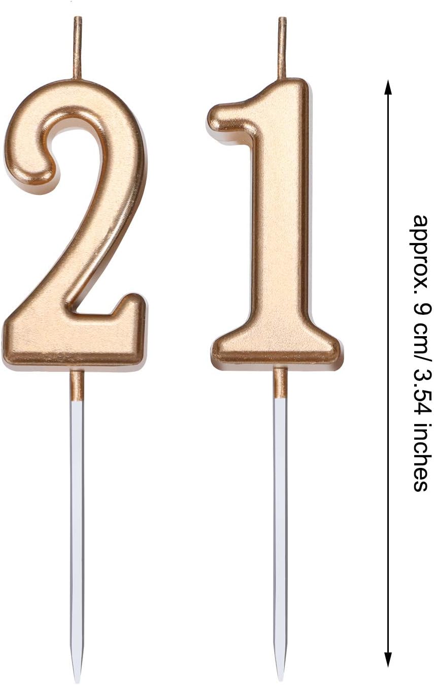 BBTO 21st Birthday Candles Cake Number Candles Happy Birthday Cake Candles Topper Decoration for Birthday Wedding Anniversary Celebration Favor (Champagne Gold) - Image 3