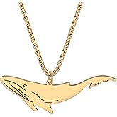 LONYOO Cute Whale Necklace Stainless Steel Chain Pendant Ocean Animal Jewelry Birthday Summer Gifts for Women