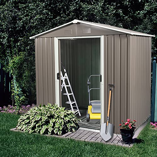 6.23 X 4.3ft Outdoor Metal Storage Shed With Floor Frame,Metal Garden