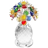 LONGSHENG - SINCE 2001 - Colorful Crystal Flower Figurine Glass Flower Figurines Bouquet for Christmas Centerpiece Table Decor Gifts for Wife Mom Girlfriend