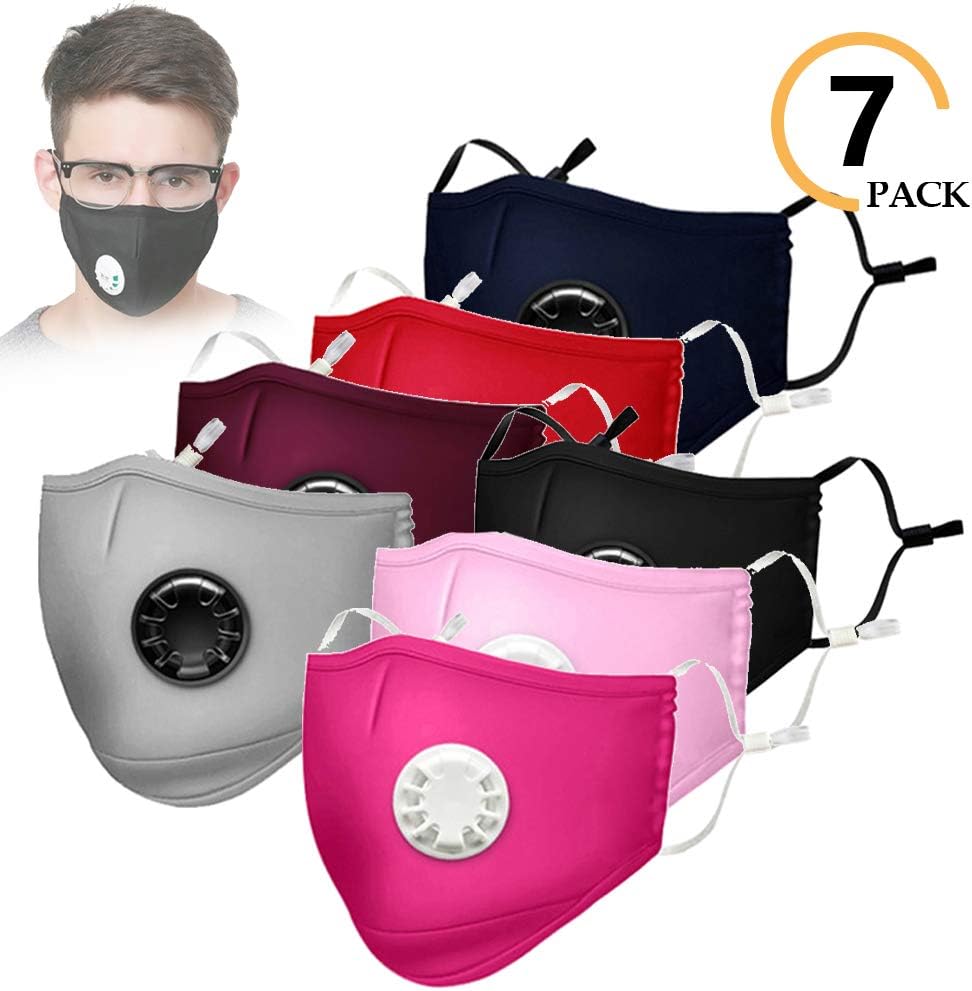 Anti Air Dust and Smoke Pollution Mask Filter Respirator Mouth-Muffle Mask Anti PM2.5 Breathing Mask Cotton Haze Valve Anti-dust Mouth Mask Washable Respirator Breathing Mask Multi-7 Color