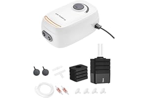 MoonOrange 3W/6W Aquarium Air Pump, Adjustable Aquarium Aerator with 2-Outlet, Super-Powerful & Quiet Oxygen Pump for Fish Tanks up to 100/200 Gallon with Full Accessories.(Upgrade Noise-Reduce)