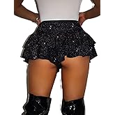 Glittter Skirt Sparkly Cheeky Shorts Booty Shorts Rave Bottoms for Women