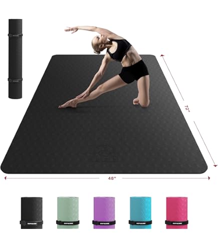 HAPBEAR Tapis Exercise Extra Large 244x183cm - Antidérapant, Épais 8mm, Pour Yoga, Pilates, Gym