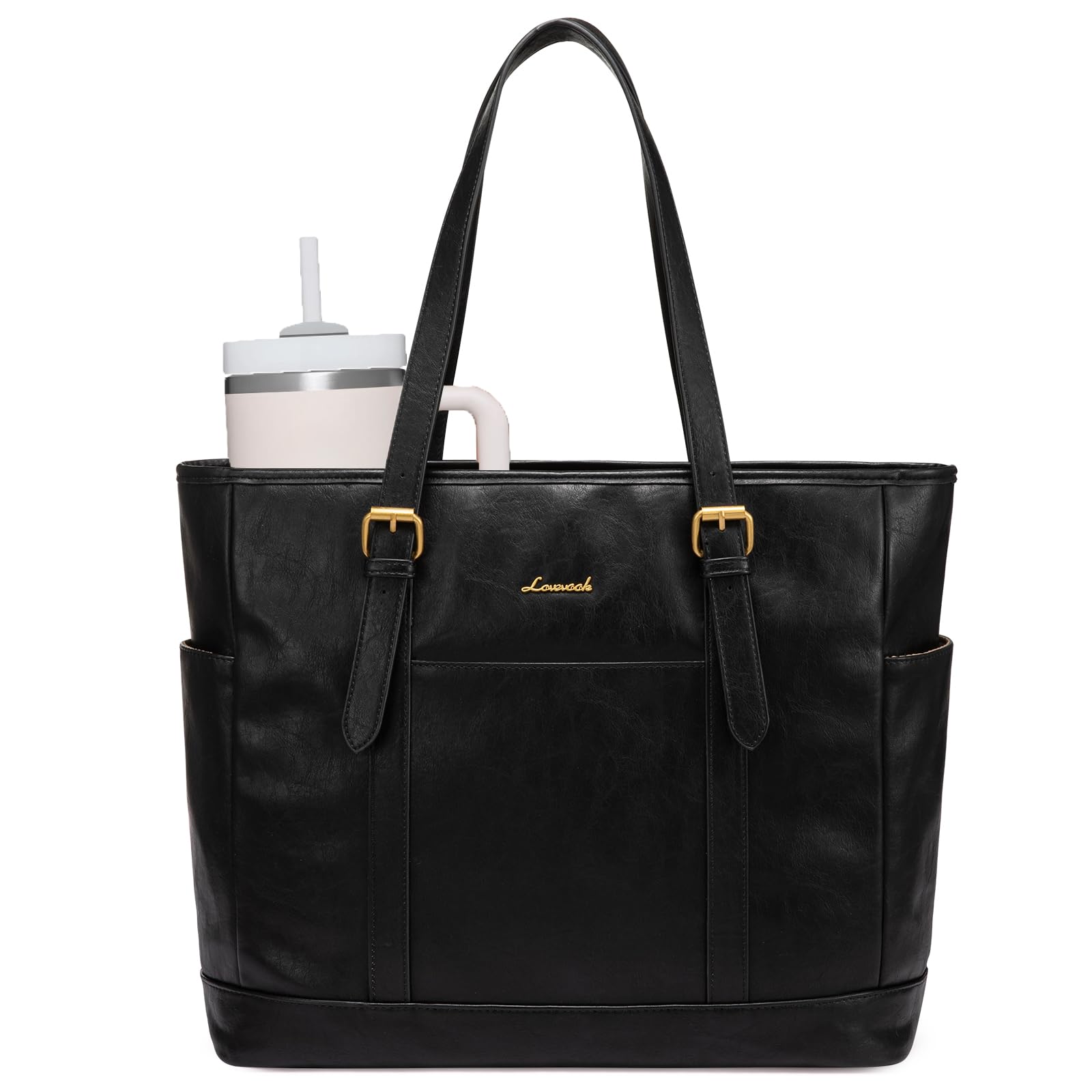 Photo 1 of LOVEVOOK Laptop Tote Bag for Women,Vintage Leather Work Tote Bag for Women, 15.6 Inch Computer Briefcase Bag,Waterproof Teacher Business Office