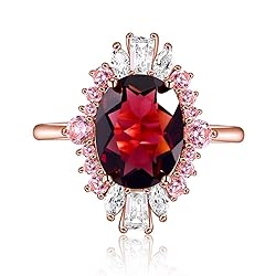 LAZLUVU Rose Gold Ruby Engagement Ring Flower