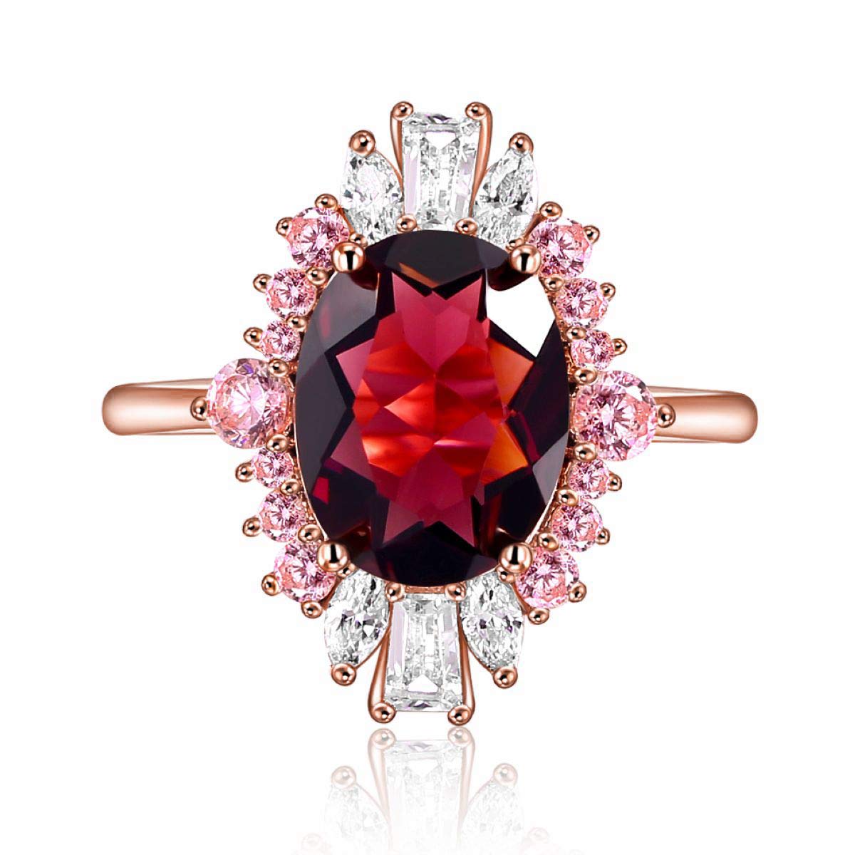 LAZLUVU Rose Gold Ruby Engagement Ring Flower