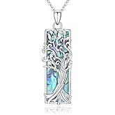 S925 Sterling Silver Tree of Life Necklace For Men Women Abalone/Turquoise/Vintage Retro Oxidation/ Famtima Hand/Round/Square/Teardrop/Rectangle/Oval Family Tree Pendant Necklaces Jewelry Gifts For Valentine's Day Christmas Mother's Day
