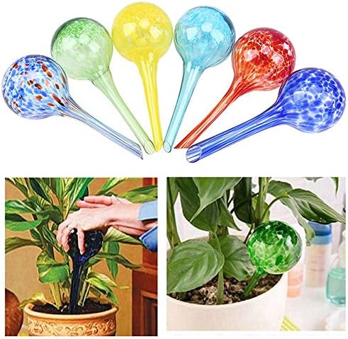 6PCS 200ML/PCS Glass Terrarium Self Automatic Drip Irrigation Ball Lazy Watering Globes Device, Plant Flowers Bonsai Waterer Bulbs for Holiday Watering (1 Set)