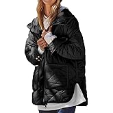Dyexces Womens Quilted Puffer Jacket Hooded Long Sleeve Zip Up Winter Coat Lightweight Warm Jackets with Pockets